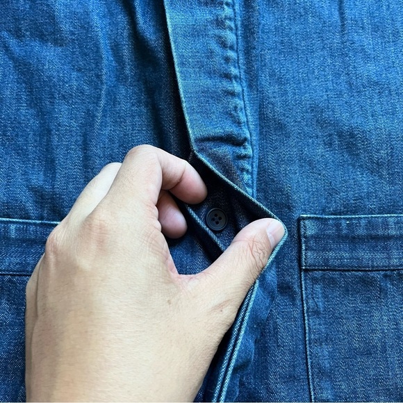 A.P.C. blue denim button up short puff sleeve mini dress - Picture 2 of 7